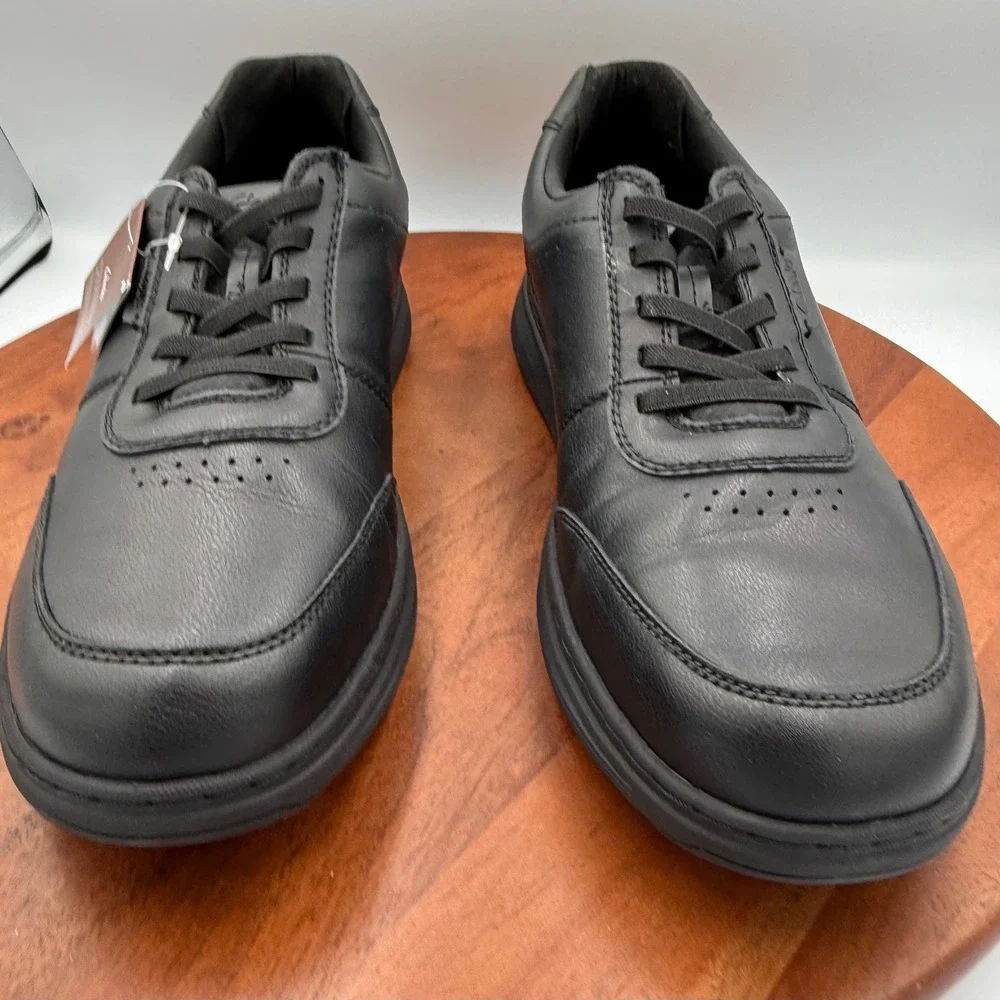 Clarks Craftwell Leather Sneakers‎ Black Mens 12 Wide Lace Oxfords 261847028110